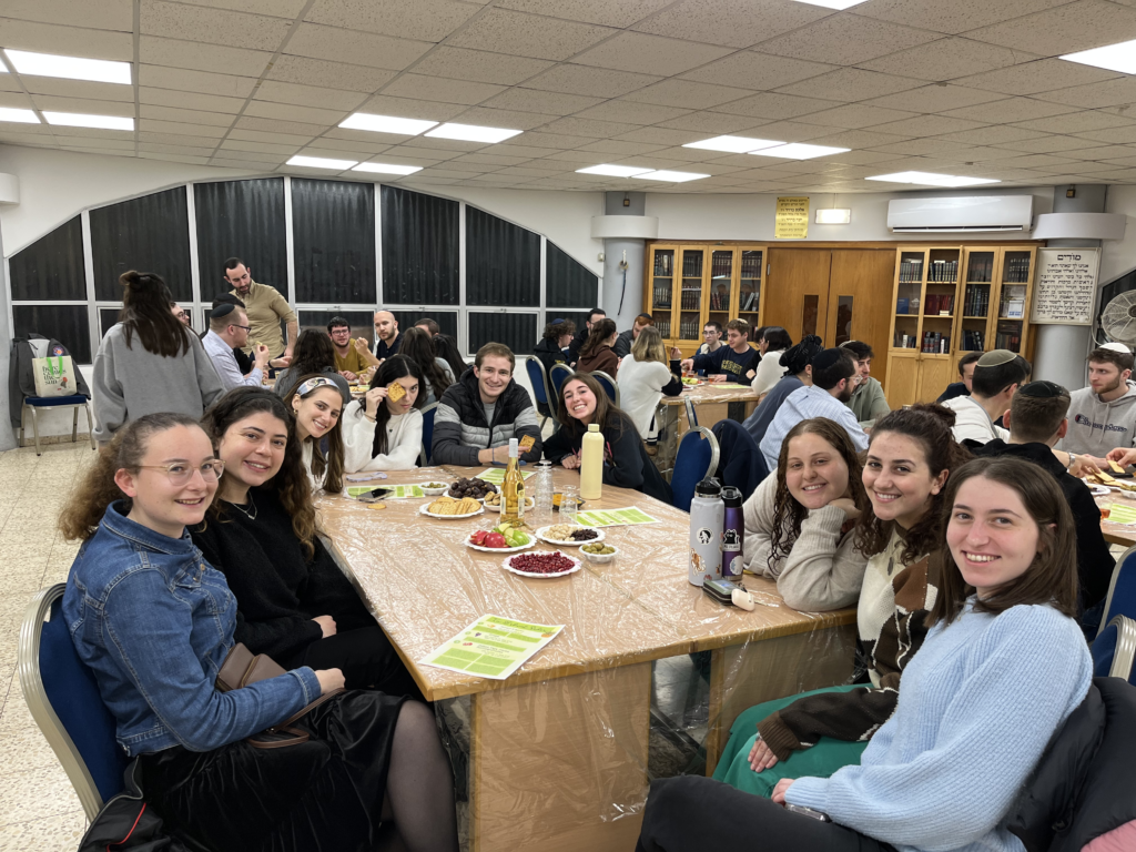A group of women from JLIC in Herzliya celebrating Tu B'shvat together with a seder