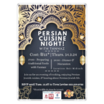 Flyer to promote the Persian Cuisine Night at the JLIC Technion Community