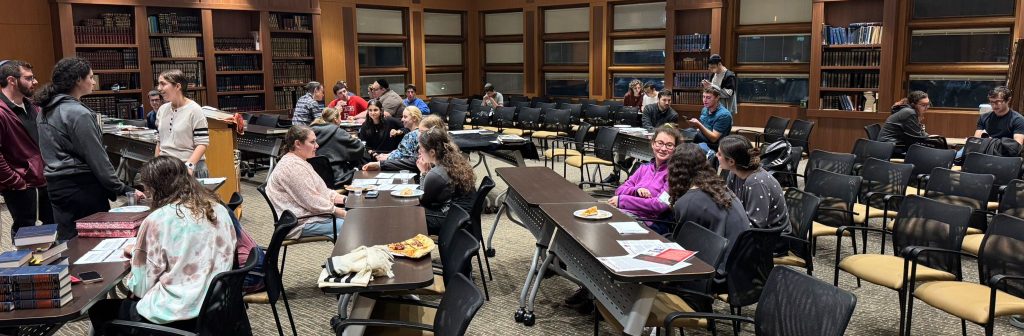 The students learning at the Yachad and JLIC Rutgers JLIC Open Beit Midrash