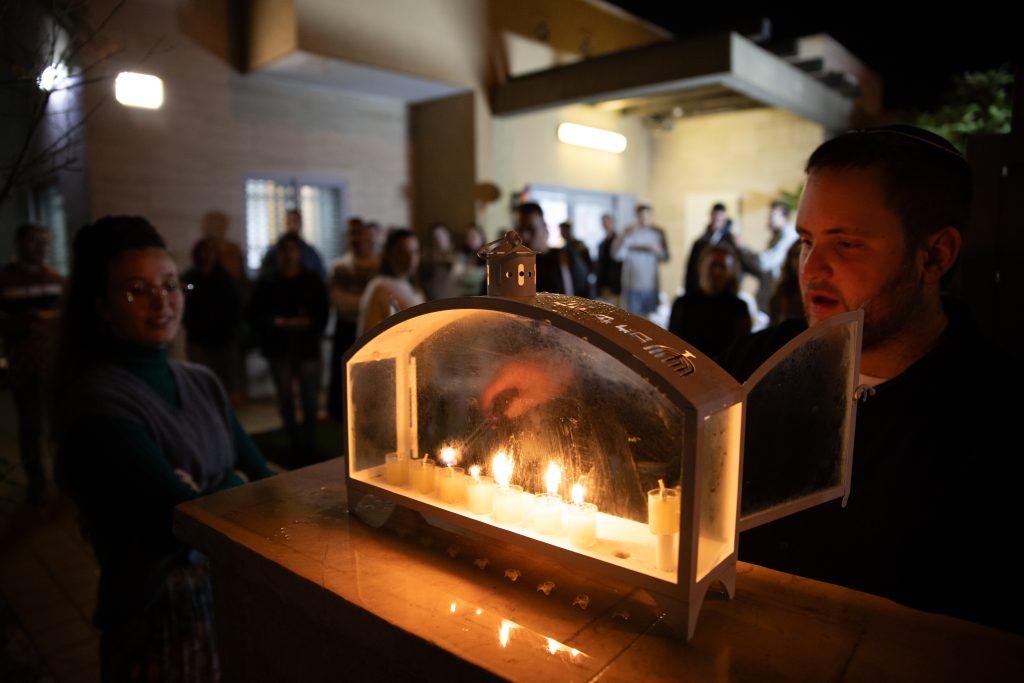 Lighting candles at BGU's Innovative Chanukah Celebration