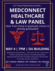 The promotional flyer for the JLIC West Young Professionals Med Connect Event