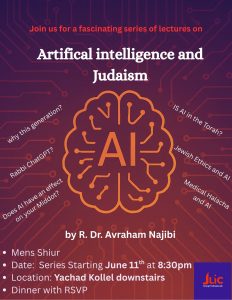 Artificial Intelligence and Judaism event flyer for JLIC West Young Professionals 