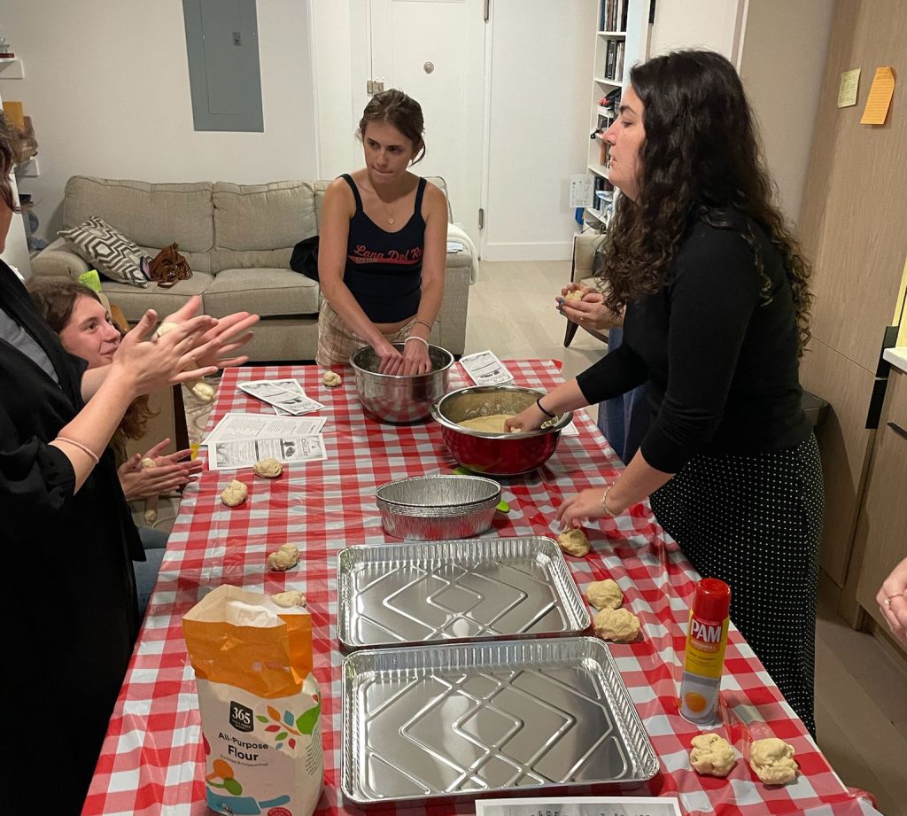 NYU JLIC students baking challah