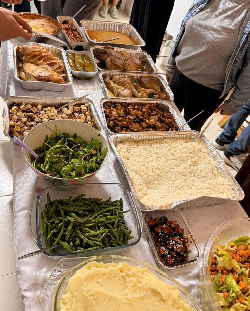 Some of the Thanksgiving feast food served at JLIC at BGU