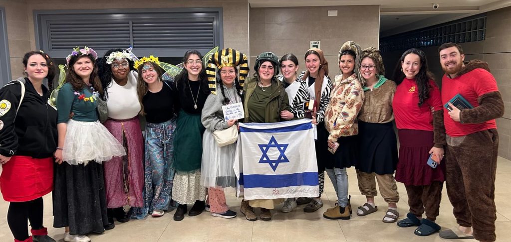 The bnot sherut in Jerusalem celebrating purim underground